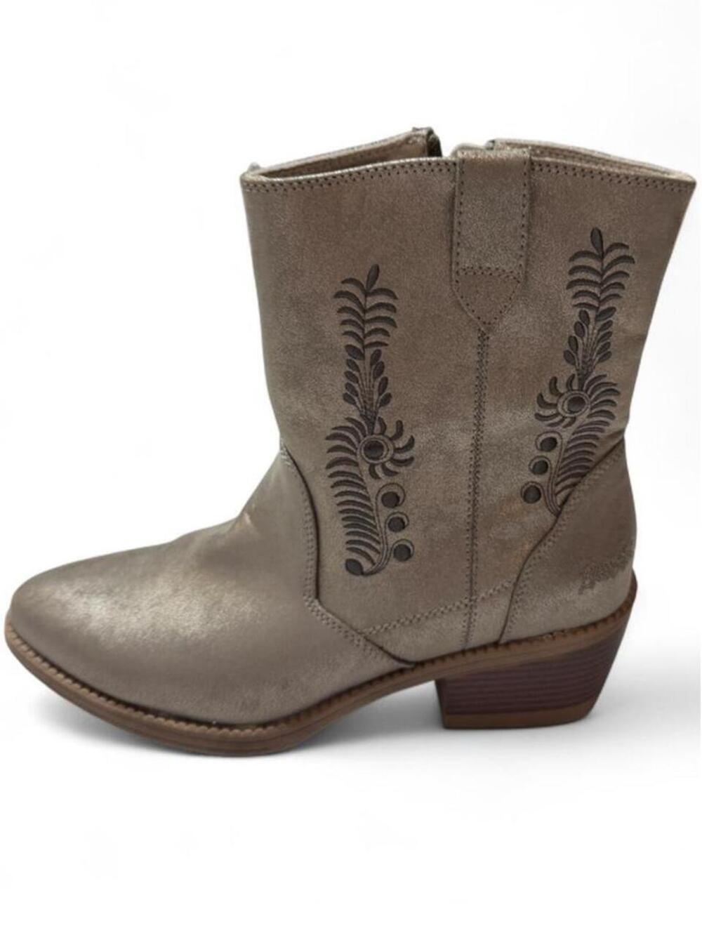 New Blowfish Embroidered Metallic Silver Western Ankle Boots Size 9M
